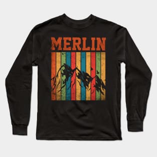 Rainbow Graphic Merlin Proud Name Birthday 70s 80s 90s Vintage Styles Long Sleeve T-Shirt